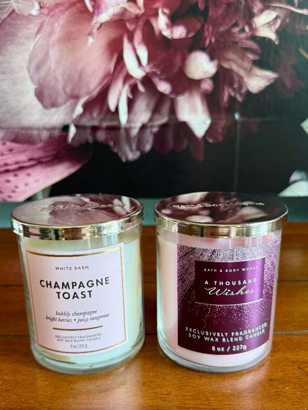 NEW 2-Pc CHAMPAGNE TOAST & A THOUSAND WISHES Single Wick Candles BBW